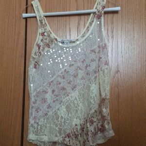 Cream lace tank top